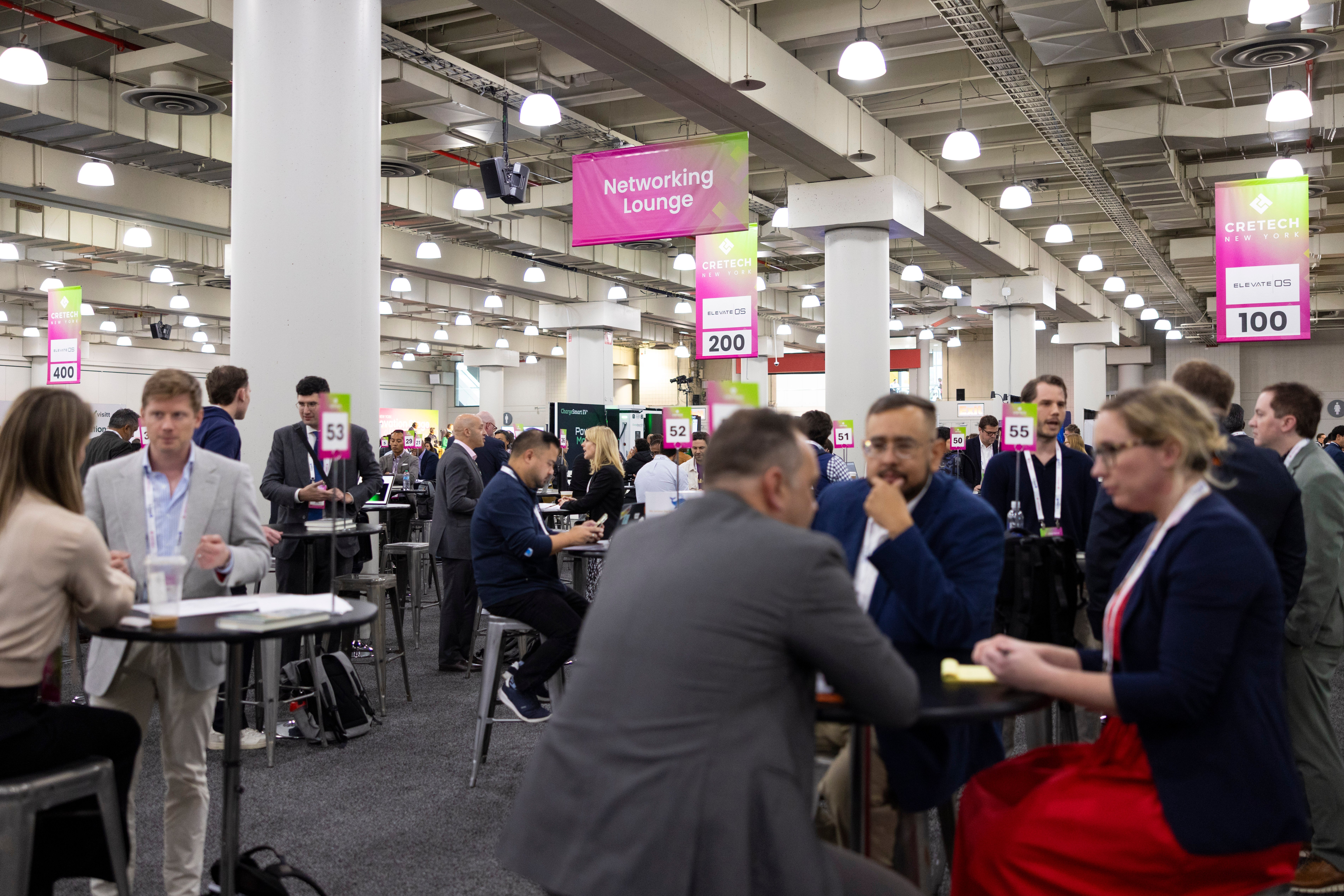 Rows of one-to-one meetings at CREtech Meetup